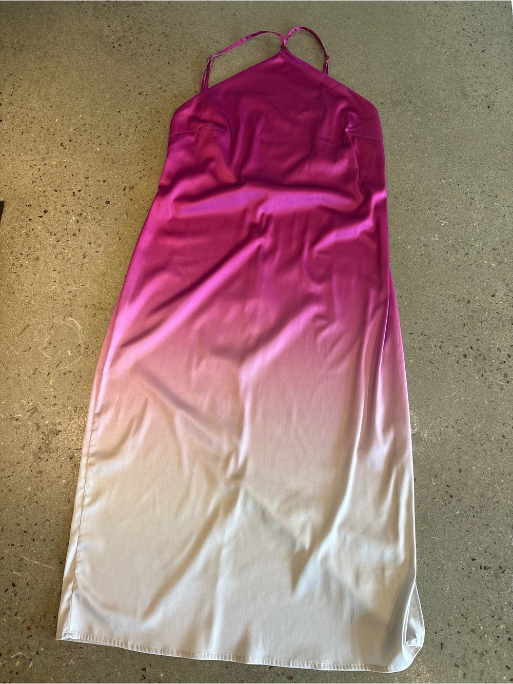 Signed Blake x The Drop Satin Ombré Midi Dress Size M | Pink to White Slip Dress